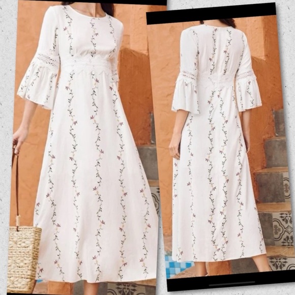 $8~SHEIN White BOHO Dress~NWOT~Size M. $8 WHEN BUNDLED WITH 3 OR MORE - Picture 9 of 11